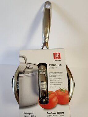 Zwilling 2 Qt Saucepan Energy Plus Ceramic Nonstick Strainer Lid Pour Spouts New